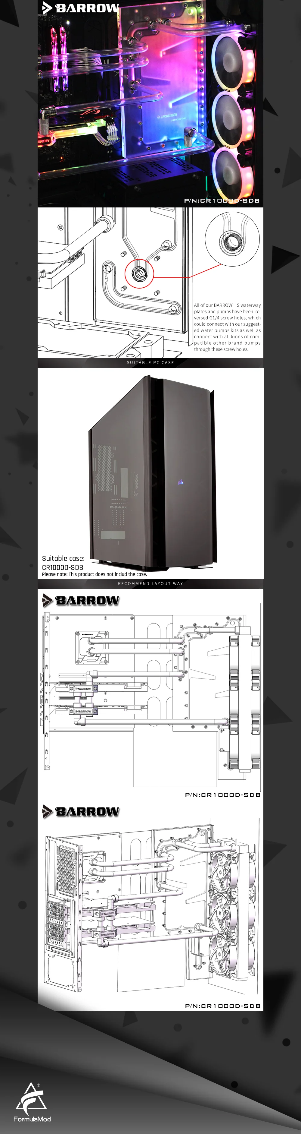 Курган CR1000D-SDB, водные платы для Corsair 1000D чехол, для Intel cpu водоблок и один/двойной GPU корпус