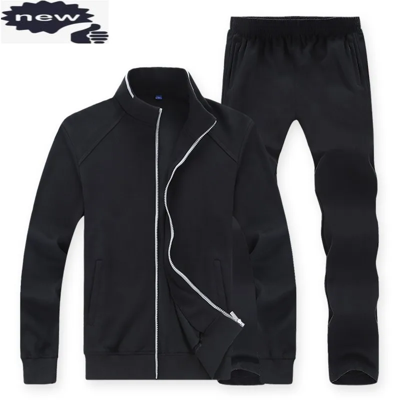 

Осень Для мужчин повседневный комплект с длинным рукавом и стоячим Куртка с воротником спортивный костюм комфорт треники Мужской комплект большой Размеры L-8XL свободный костюм