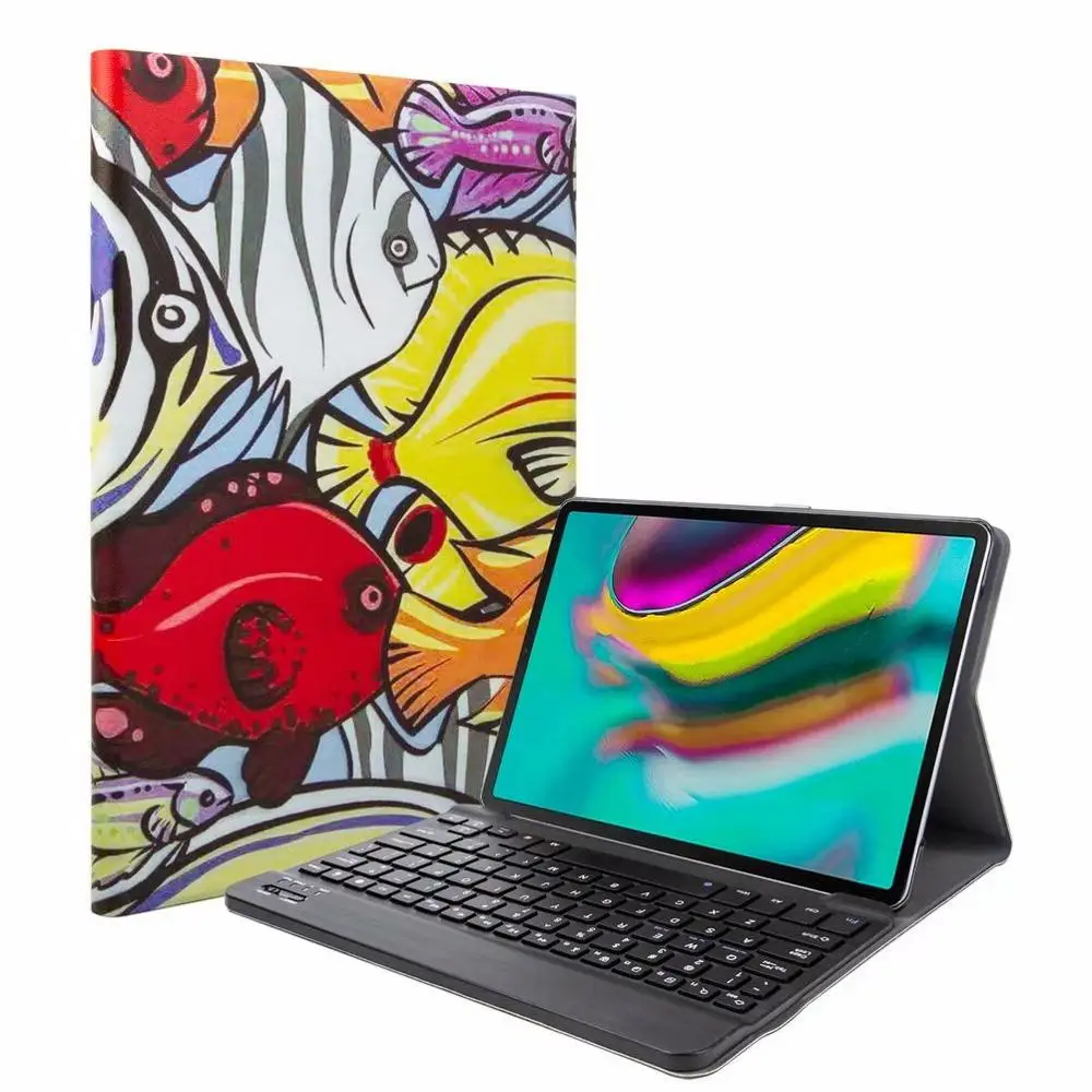 Ткань с 7 подсветкой Клавиатура с подсветкой мультфильм чехол для Samsung Galaxy Tab A 10,1 T510 T515 планшетная клавиатура Bluetooth чехол - Цвет: Without Light
