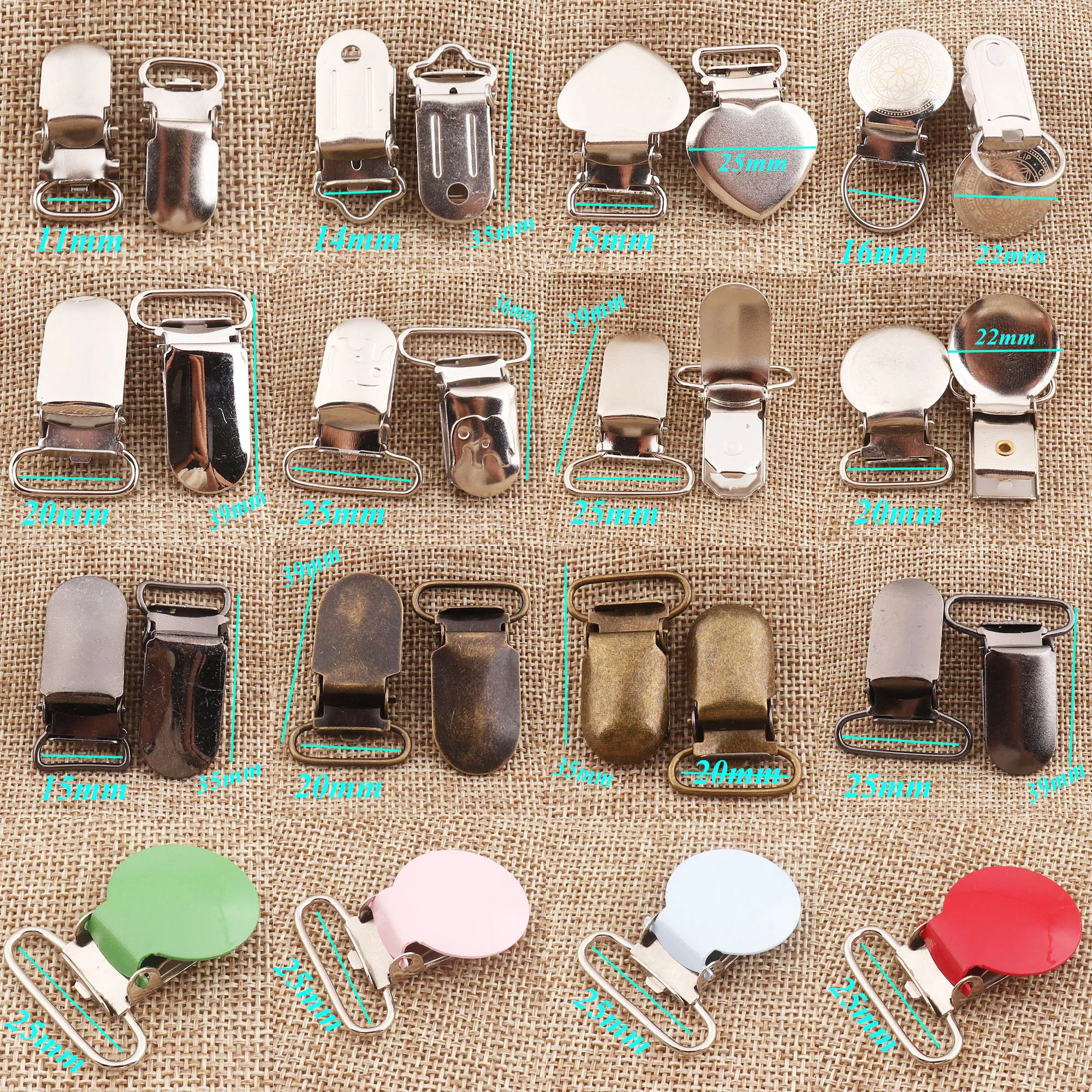 

50 Pcs Metal Suspender Clips Pacifier Clips,Mitten Clips Pacifier Holders Bib Clips,Baby Clips Paci Holder Clips DIY Suspender