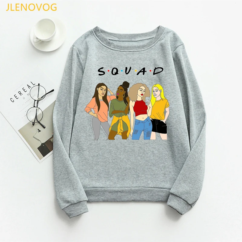 

SQUAD african black girls graphic women hoodies autumn winter gray sweatshirt melanin poppin sudadera mujer streetwear