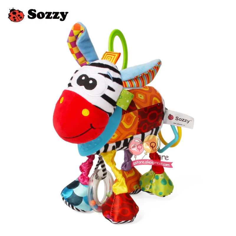 Sozzy милые плюшевые мягкие животные текстурированная мягкая кровать подвеска на коляску кроватку Декор активность игры Забавные игрушки для детей мобильный - Цвет: Zebra