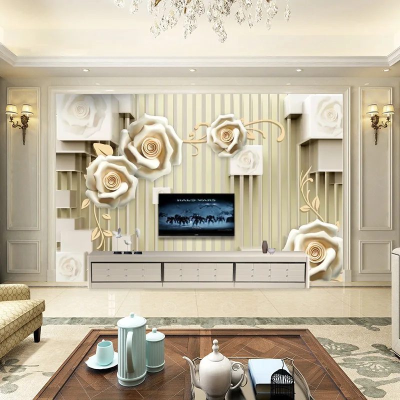 

Пользовательские фото обои фрески трехмерные рельефные ювелирные изделия цветы Европейский 3D фон настенные картины