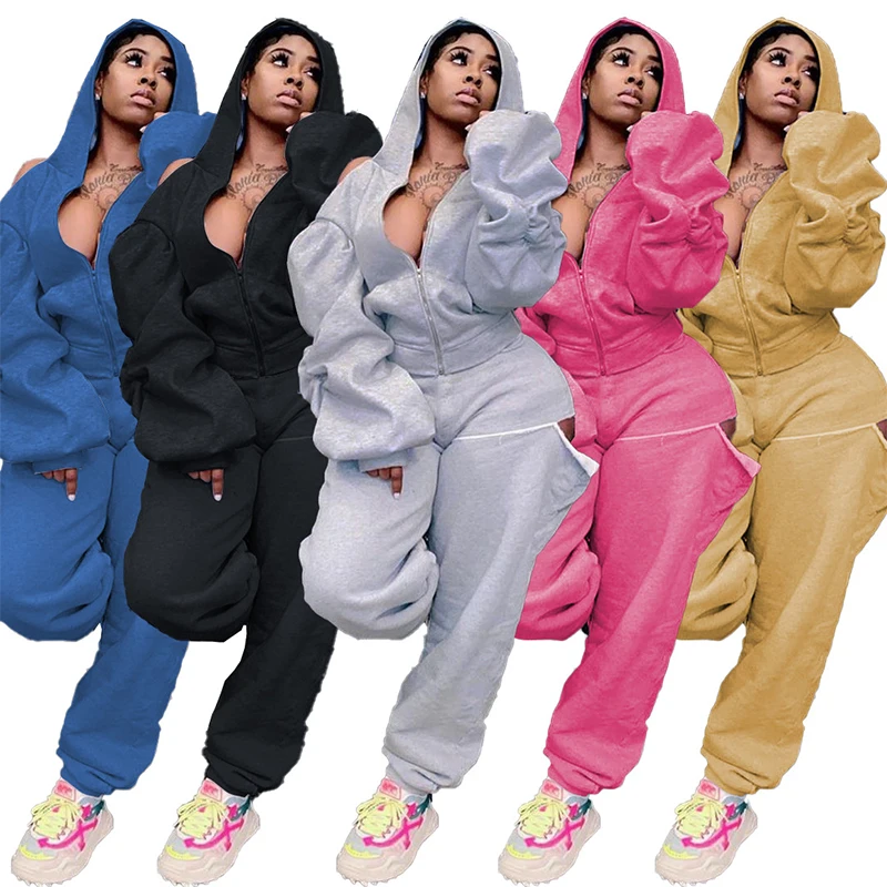 

Однотонный сексуальный комплект из двух предметов, женский зимний осенний наряд, свитшот с открытыми плечами, толстовки, штаны с вырезами, П...