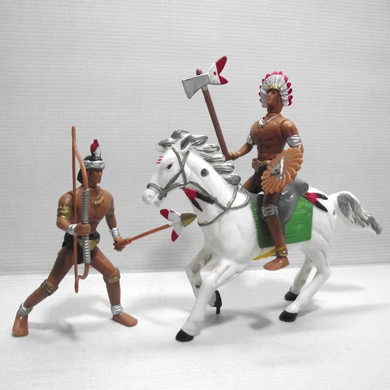 Индийский дикий Запад ковбой жизнь Cow Boy с лошадью Tree PVC Аниме фигуры Рождественская украшение строительной модели игрушки, 4 шт./13 шт.