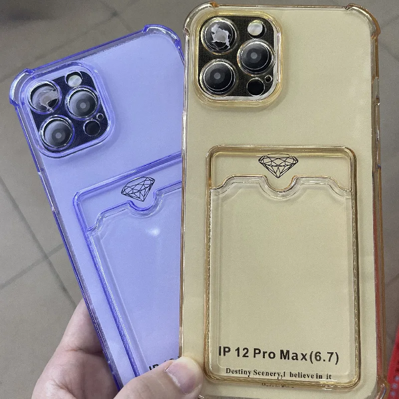 

Shockproof Transparent Card Phone Case For iPhone 12 Pro Max 11 Pro XR XS Max X 8 7 Plus Soft Silicone Wallet Cover Card Holder