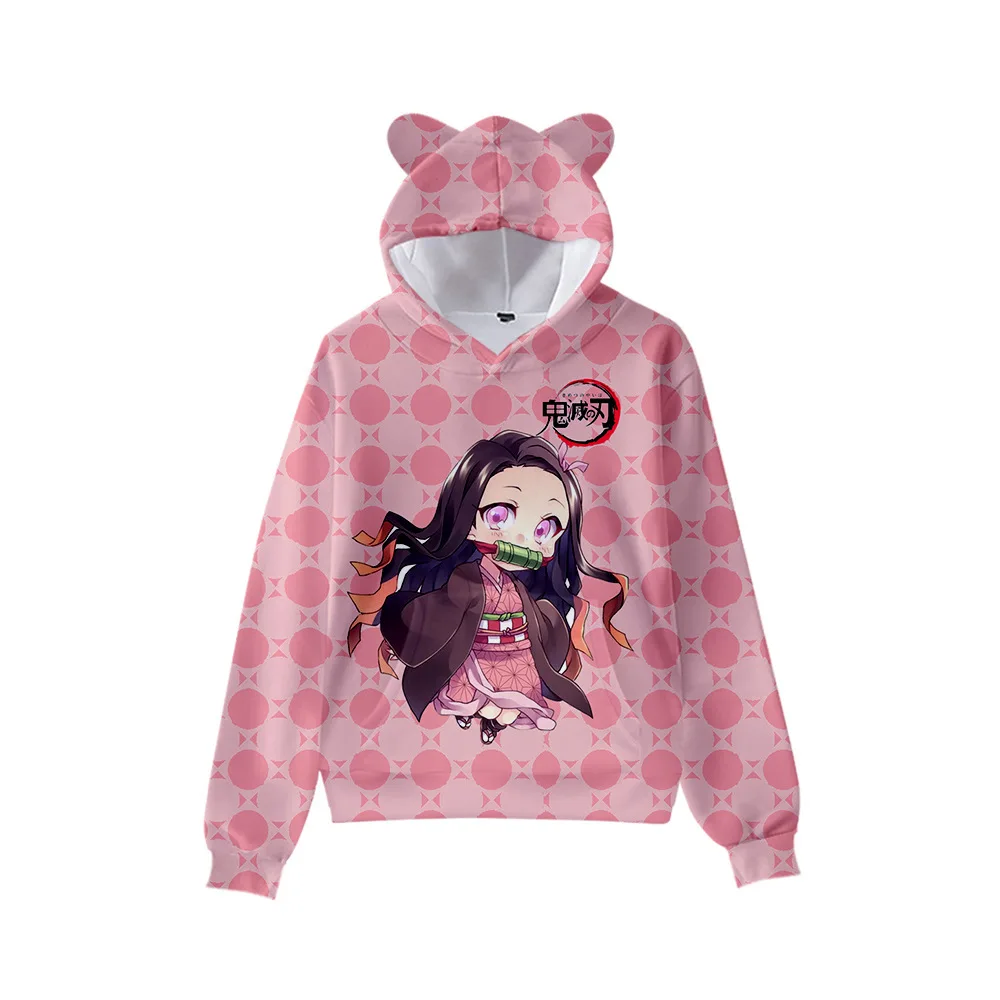 

Kawaii Demon Slayer Hoodies Sweatshirts Boys/Girls Cat ears Hoodie kids Sweatshirts Hooded Autumn Winter Tracksuit Anime Clothes
