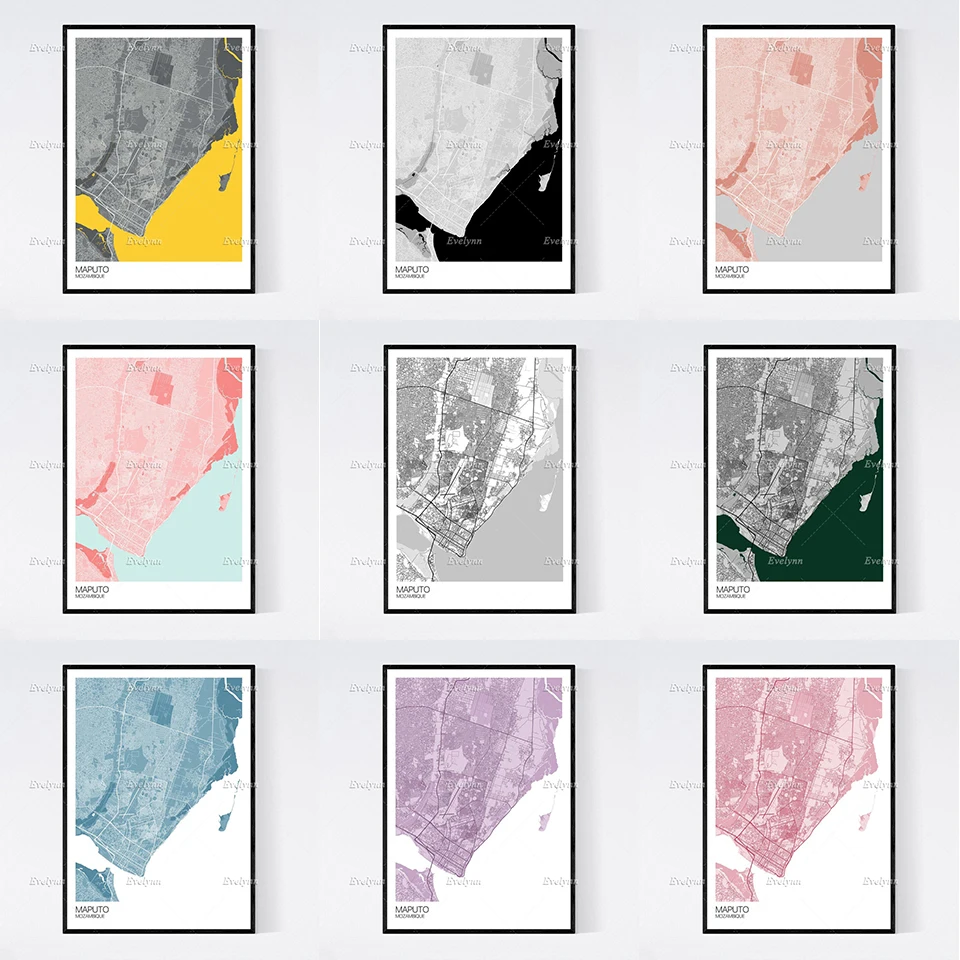 

Matola, мозамбикская карта, скандинавский Ретро минимализм, живопись, постеры и печать на холсте, настенное искусство, модульные картины, домаш...