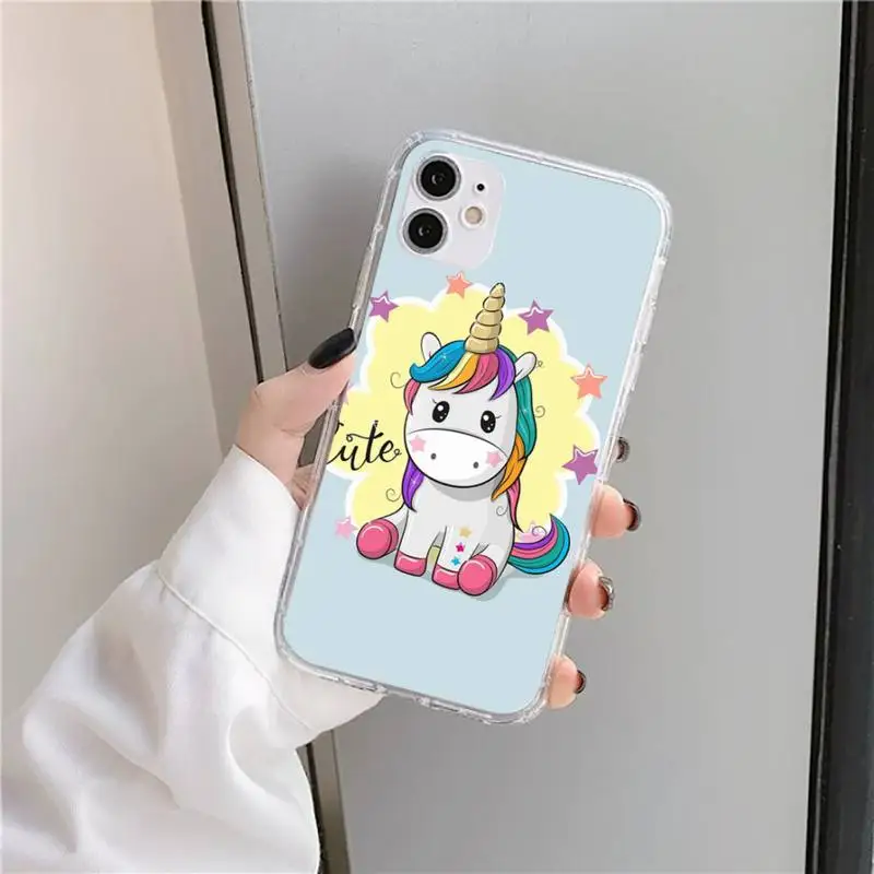 

Cute Hippo Unicorn Horse Phone Case Transparent soft For iphone 5 5s 5c se 6 6s 7 8 11 12 plus mini x xs xr pro max