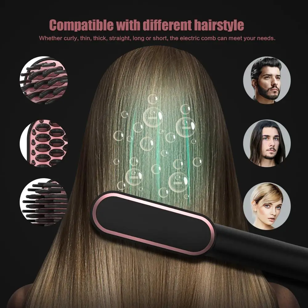 

Beard Straightener Hair Brush Straightener Ceramic Flat Iron Straightening Comb Smoothing Iron Brush Hair Comb Straightener