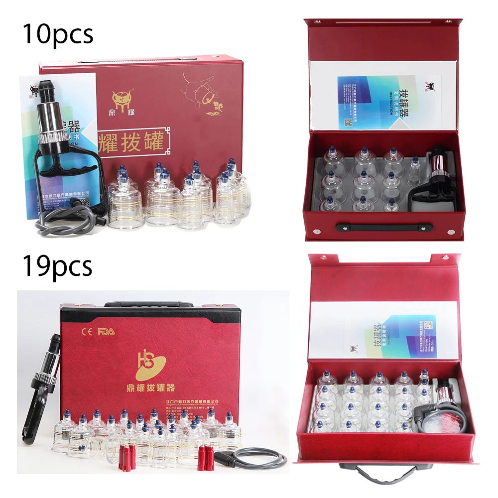 

10/19pcs Vacuum Cupping Therapy Set Acupunture Suction Cups Ventosas Masaje Physiotherapy Guasha Massager For Face Hijab Jar Kit
