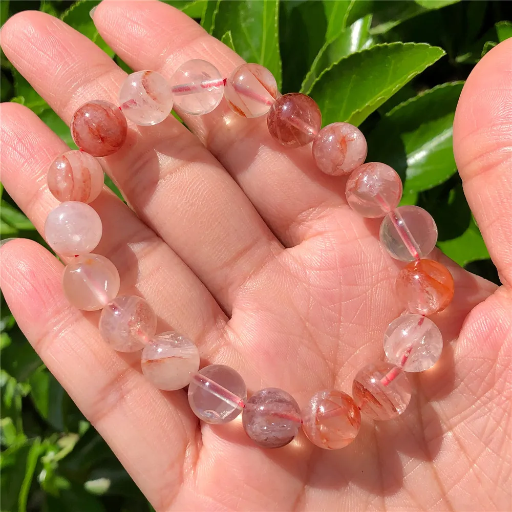 1 шт. натуральный красный гематоидный кварцевый браслет круглые бусины кристалл