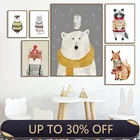 Мультяшный медведь лиса Сова олень собака Кот енот настенная Картина на холсте скандинавские постеры и принты настенные картины для декора детской комнаты