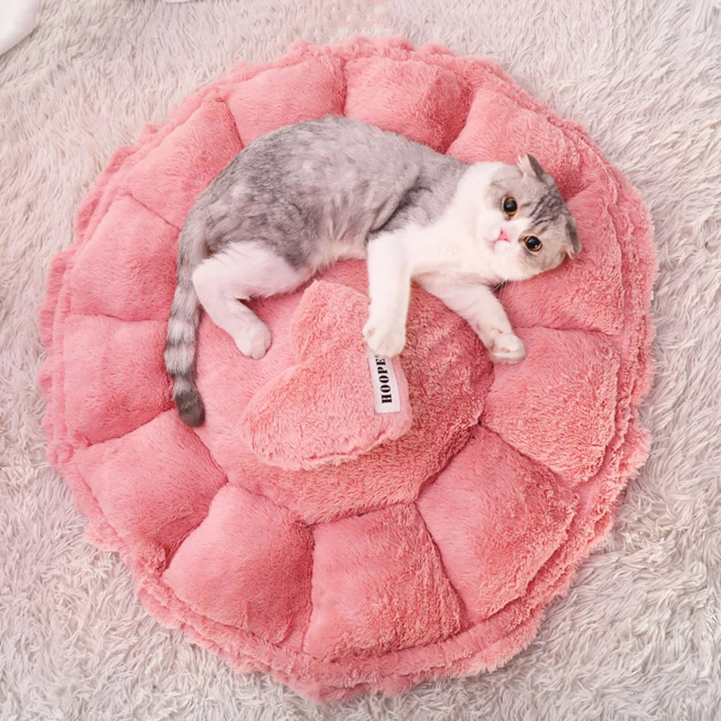Милая розовая кровать HOOPET Cat теплая для щенков собак коврик кровати на осень/зиму