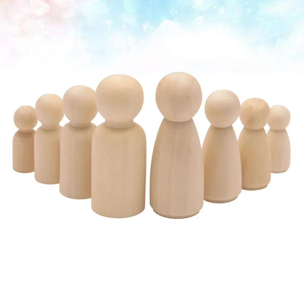 

50PCS DIY White Embryo Wood Doll Funny DIY Colored Drawing Wooden Doll Boxed DIY Wooden Color Filling Doll DIY Blank Drawing Woo