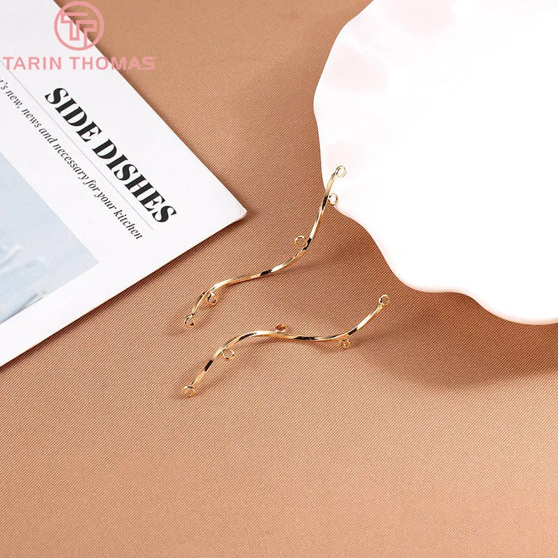 6PCS 51MM 24K Gold Color Brass Earring Connector with 3 Holes for Jewelry Making Finding Accessories | Украшения и аксессуары