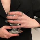 Комплект колец для женщин из 7 предметов, простые изысканные двухслойные жемчужные кольца с бусинами, ювелирные изделия, аксессуары