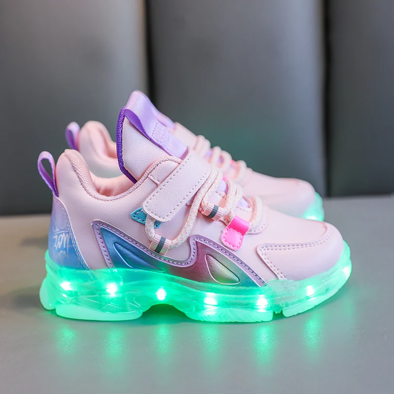 

ULKNN Boys Usb Charging Luminous Shoes Children's Mesh Breathable Girls Sports Shoes Children's Light-up Shoes Baby size 25-36