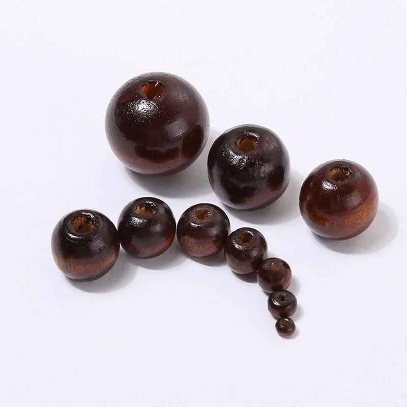 

3-75pcs/lot Dark Brown Wood Bead Round Wooden Craft Jewelry Accessories Spacer Beads for DIY Jewlery Making Supplies Wholesale