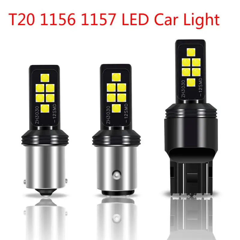 Автомобильные светодиодные лампы T20 1156 1157 3030 12 Smd Canbus супер яркие противотуманные