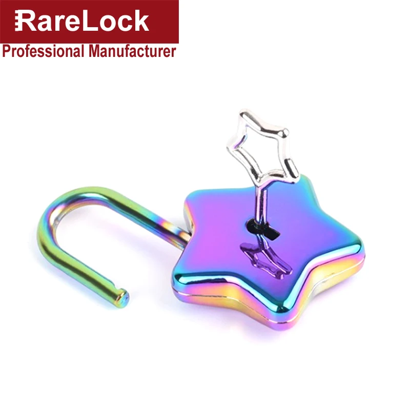 Colorful Star Padlock Key Lock for Lover Wedding Gift Box Diary Cabinet Pray Bless Rarelock MS538 h | Обустройство дома