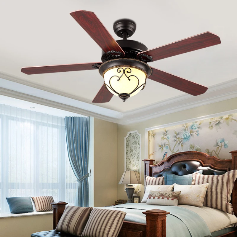 Светодиодный потолочный вентилятор Американский Тиффани Гостиная Обеденная