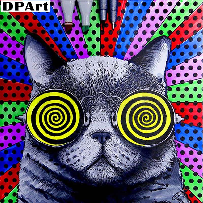 Алмазная живопись полноразмерная/круглая картина с изображением крутой кошки 5D