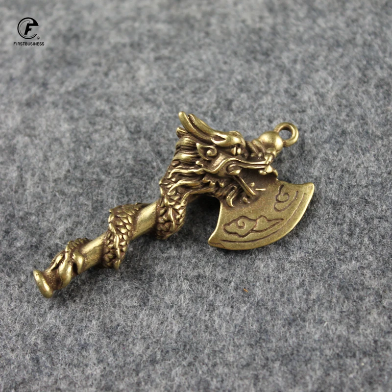 Креативные винтажные медные фигурки в виде головы дракона автомобильные брелки