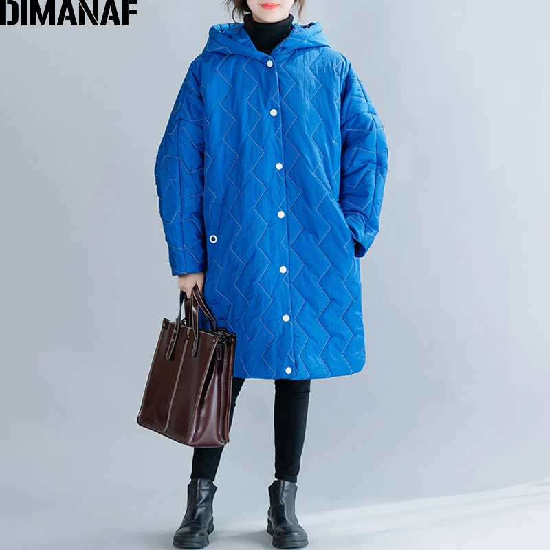 DIMANAF, большие размеры, зима-осень, женские парки, пальто, хлопковая одежда, плотная, теплая, женская, свободная, рукав «летучая мышь», верхняя одежда, пальто с капюшоном