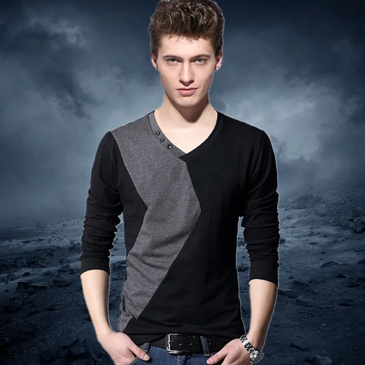 

MRMT 2021 брендовая Весенняя новая стильная мужская футболка с длинным рукавом хлопковая футболка для мужчин с V-образным вырезом Вышивка Топы ...