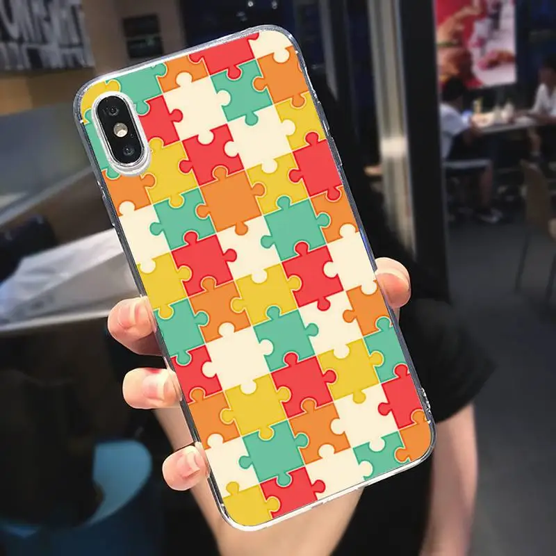 

Puzzle play toy pattern Phone Case Transparent soft For iphone 5 5s 5c se 6 6s 7 8 11 12 plus mini x xs xr pro max