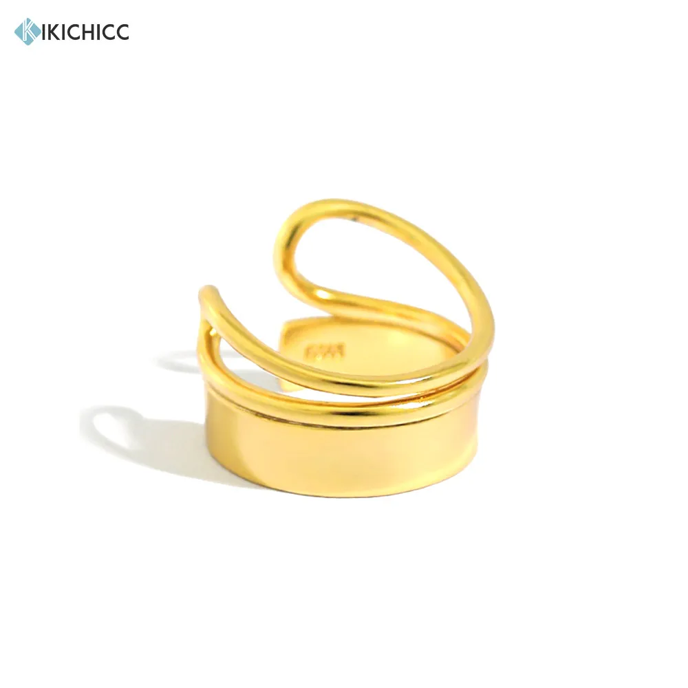 

Kikichicc 100% Стерлинговое Серебро 925 пробы золотые двойные круглые Регулируемые кольца женские модные роскошные свадебные ювелирные изделия 2020...