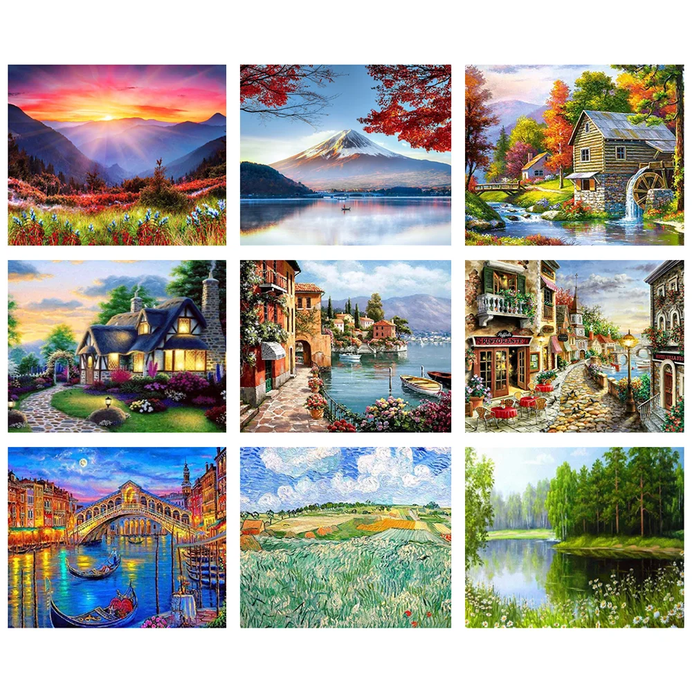 

Алмазная живопись 5D «сделай сам», Настенная картина с изображением пейзажа, улицы, для сада, дома, вышивка крестиком, украшение для дома