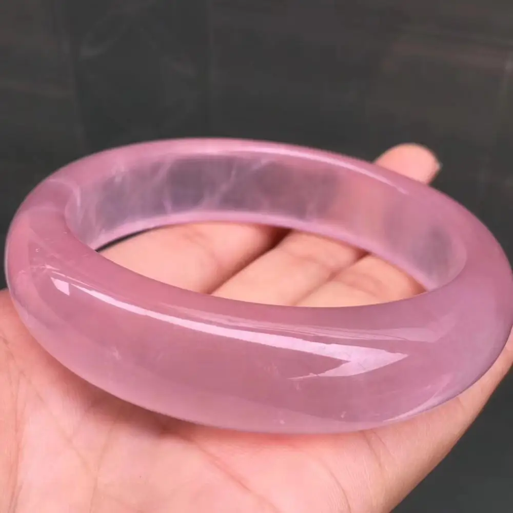 Внутренний диаметр 58 мм натуральный розовый кварц кристалл браслет Круглый