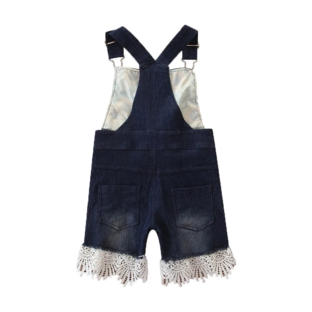 Летний детский комбинезон для маленьких девочек джинсовые шорты на подтяжках с