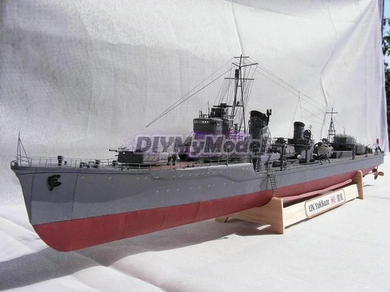 DIYMyModeI-modelo de papel de la Segunda Guerra Mundial, destructor de la Marina japonesa, clase kagero, Yukikaze-0
