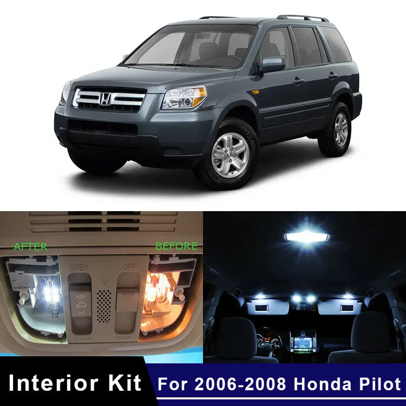 14x автомобиля Белый светодиодный Подсветка салона комплект для 2006 2008 Honda Pilot в