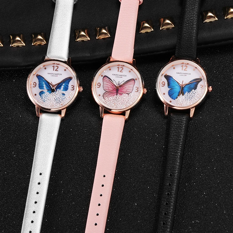 

2020 New Fashion Watches Women WIth Butterfly Leather Women's Watch Luxury Ladies Quartz Wristwatch reloj mujer Relogio Feminino