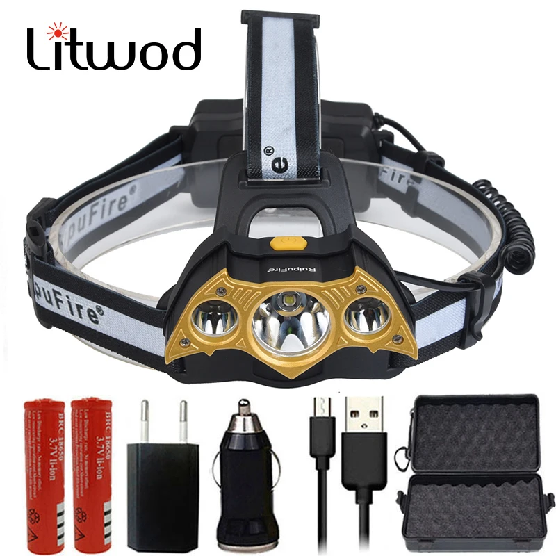 Светодиодный головной фонарь Litwod Z20 LC03 XM L T6 3 светодиода сверхъяркий светодиодный