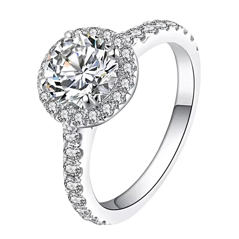 

925 Sterling Silver Jewelry Ring Women's Light Luxury Round Enveloping Full of Diamonds Wedding Engagement Exquisite and Elegant