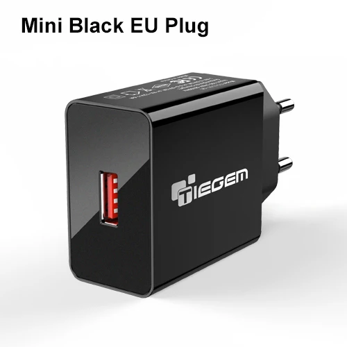 TIEGEM Quick Charge 3,0 USB настенное зарядное устройство адаптер 18 Вт EU US Plug Универсальное зарядное устройство для мобильных телефонов для samsung iphone 7 - Тип штекера: Mini Black EU Plug