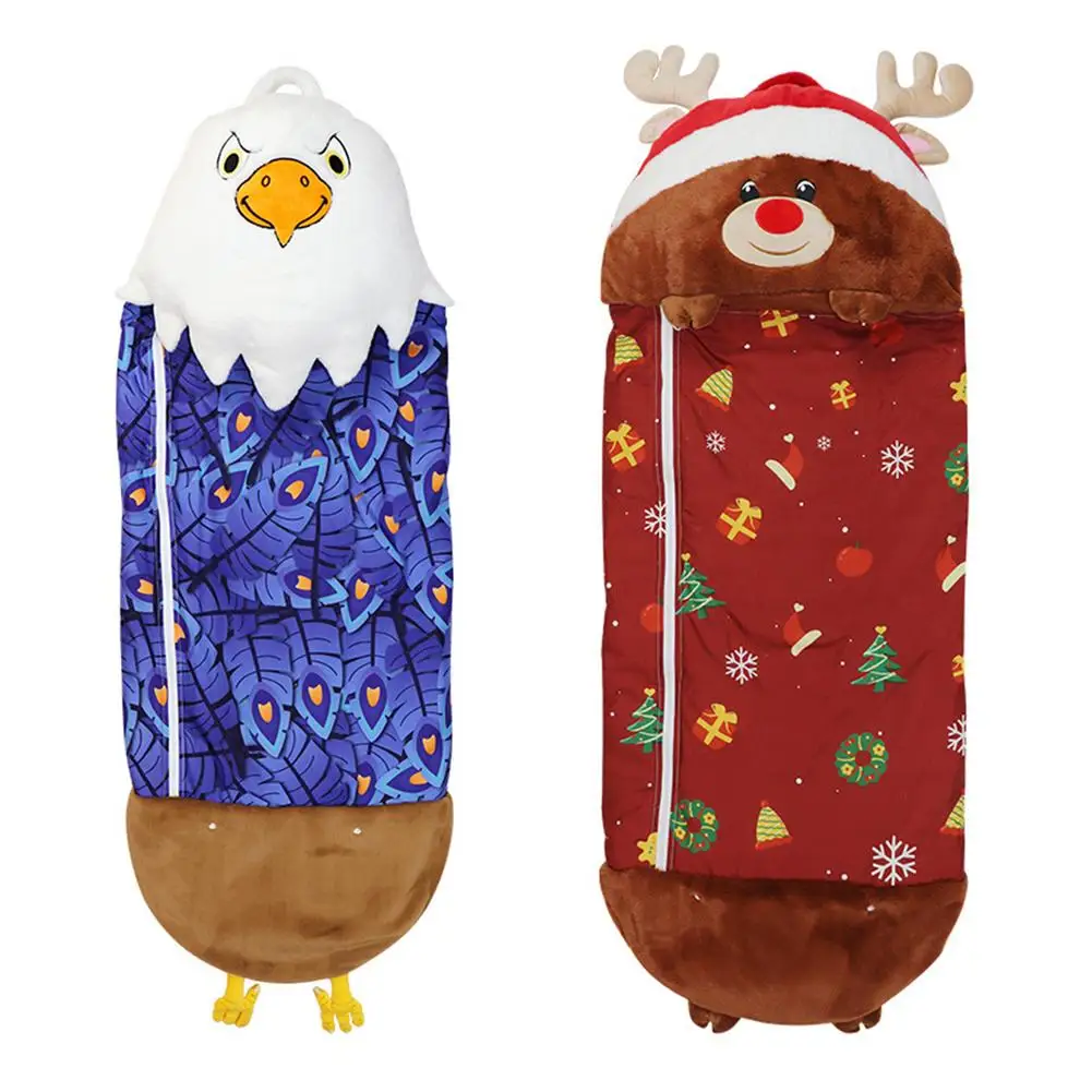 

Kids Sleeping Bags Soft Warm Sleeping Sack Pillow Foldable Animal Warm Elk Pillow Children Kick-proof Eagle Sleeping Bag Camping