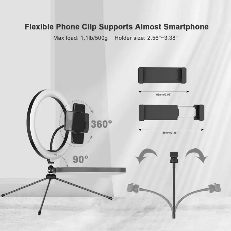 LED Selfie Ring Light 10inch Dimmable Phone Camera With Tripod For Makeup Video Live Studio | Электроника