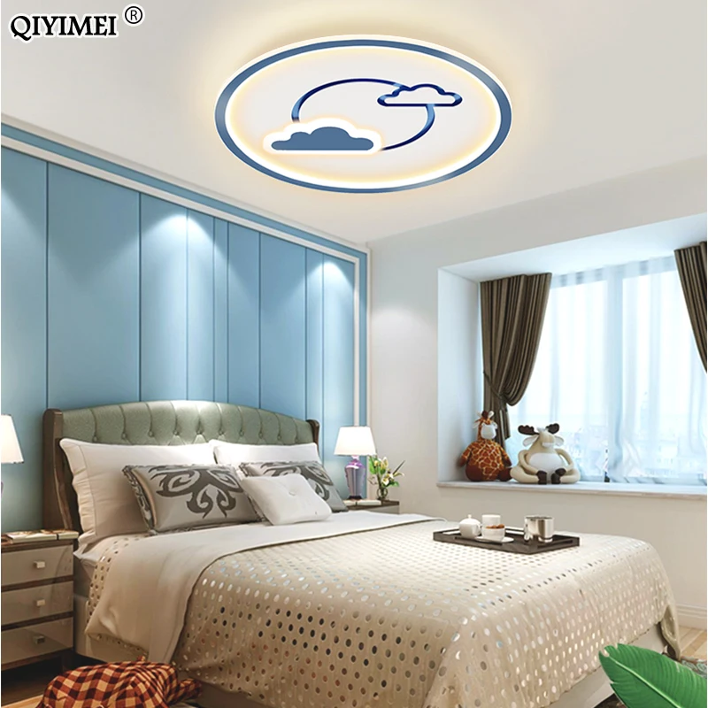 LED Ceiling Light For Children Kids Bedroom Pink Blue Black Brightness Dimmable with Remote Control Lamp Lighting AC90-260V | Лампы и