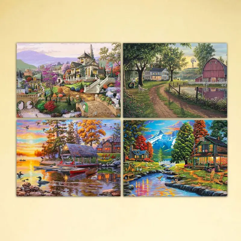 

4 Pack Landscape 5D DIY Diamond Painting Kits Full Drill Rhinestone Embroidery Cross Stitch Home Decor Craft Dropshipping