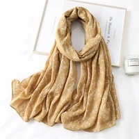 fashion designer 2021 cotton scarf hijab women print warm soft shawl wrap foulard female headband scarves bandana long 18075cm