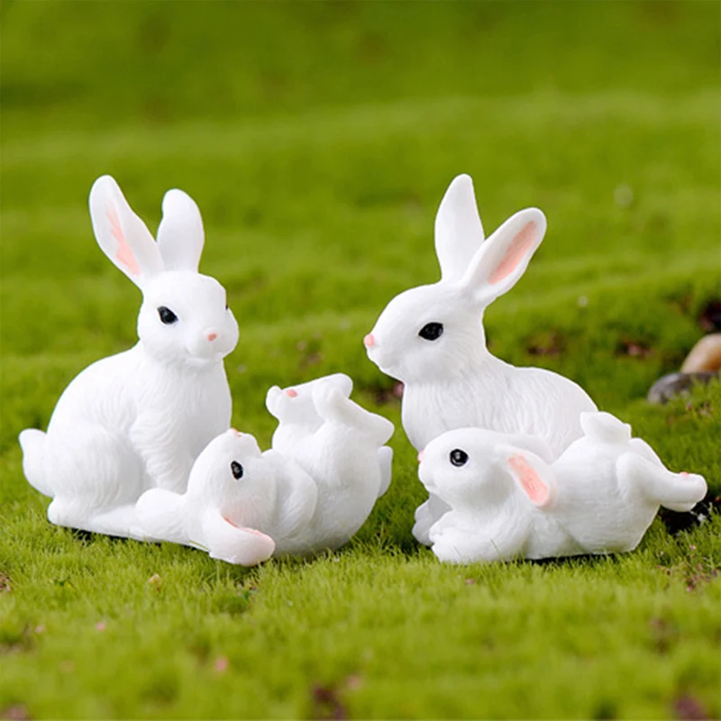 

Cute Resin Rabbit Ornament Family Micro Landscape Decoration Mini Rabbit Crafts Miniatures Figurines Home Decoration Accessories