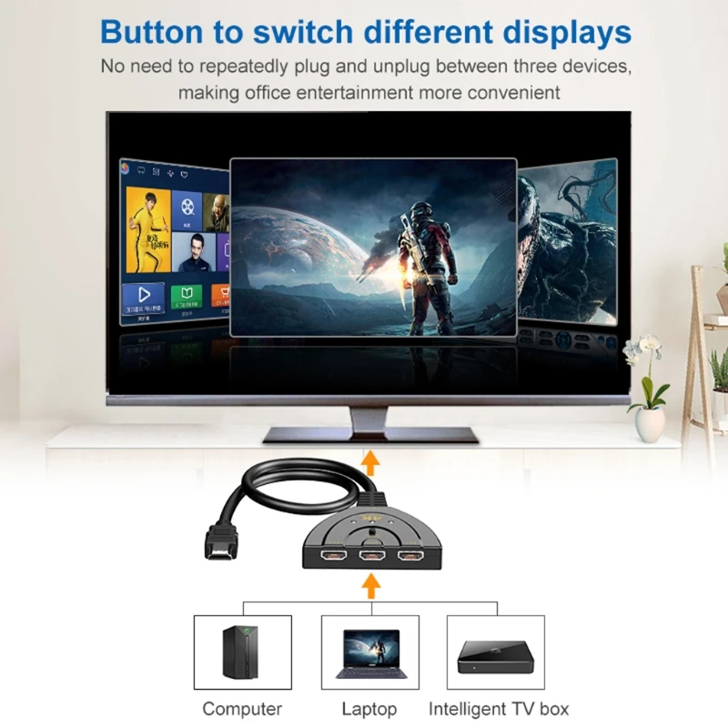 

HDMI-compatible Switcher Come with High Speed HDMI-compatible Cable Black