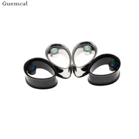 guemcal 1 pair water drop stainless steel ear plug tunnels gauges for women man piercing body jewelry earring stretchers 8 25mm
