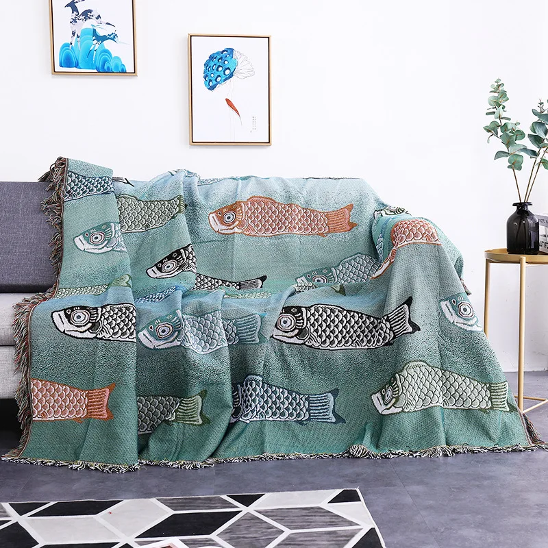 

Sofa Blanket ,non Slip Sofa Cover,Double Sided Slipcover Protector with Tassels,Cotton Woven Throw Blanket for Bed Outdoor Chair
